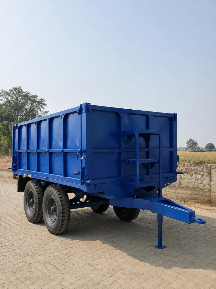 Heavy-duty trolley fabricated by Jangra Agri Works.